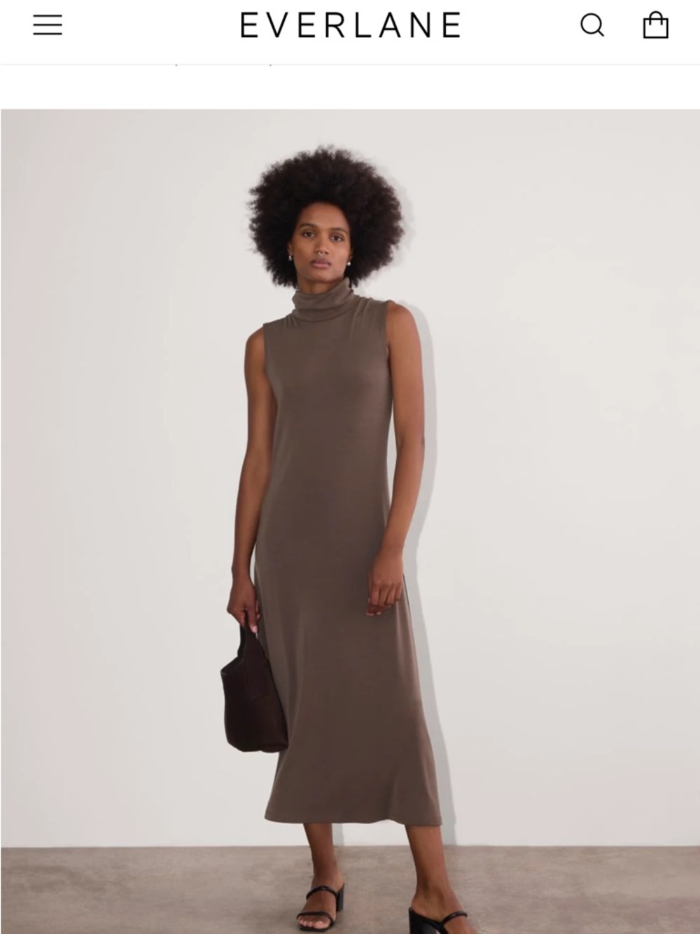 NWT Everlane Madison midi dress Butterknit Espresso turtleneck soft minimalist S - Picture 5 of 16